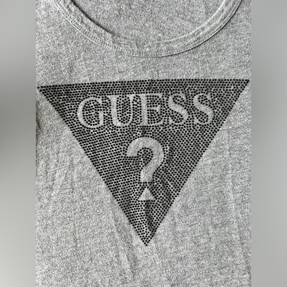 Vintage Y2K Grey Guess Rhinestone Logo T-Shirt Classic Grunge Extra Small - Picture 2 of 11